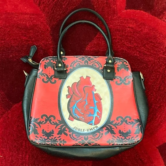 JUBLY UMPH ANATOMICAL HEART Purse vegan goth alt Sourpuss Extremely Rare! - Picture 2 of 9